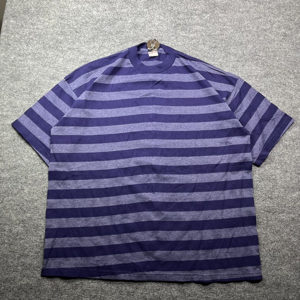 Intex Heavy Weight Crewneck T-Shirt Men's 3XL Purple Gray Striped Casual Tee